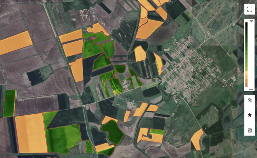NDVI imagery of wheat fields